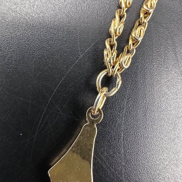 Vintage 1928 Signed Gold Tone Butterfly Locket Pendant Necklace Long Chain Retro - Picture 8 of 11